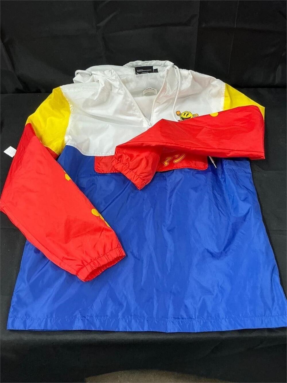 Pac-Man Colorblock Windbreaker Jacket XL Japanese Katakana Retro Gaming